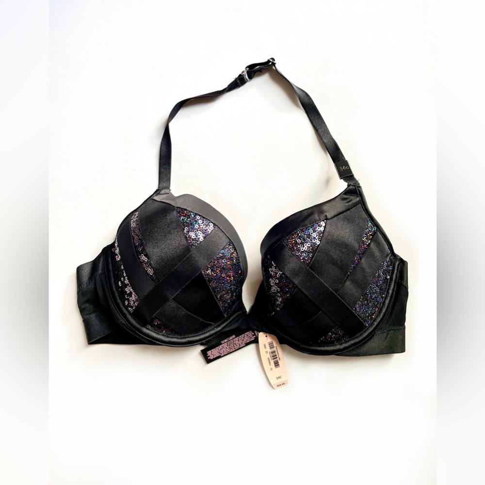 NWT Victoria’s Secret Sequin Halter Push Up Bra Size 34C